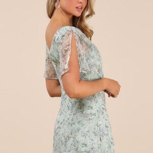 Lulus Sage Green Floral Flutter Sleeve Maxi Dress - Size 1X